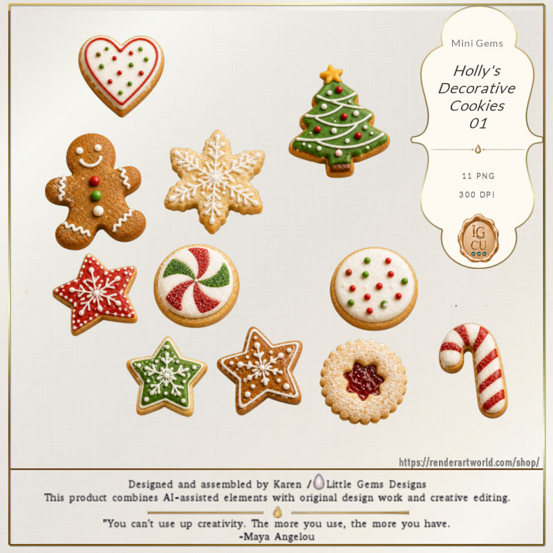 (image for) Mini Gems | CU | Holly | Holly's Decorative Cookies 01